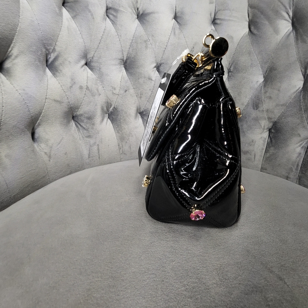 Dolce and Gabbana Small Patent leather Sicily bag with Rhinestones - Picture 10 of 16